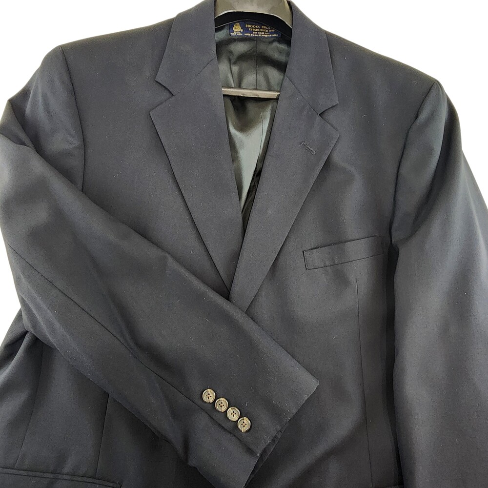 Vintage Brooks Brothers Blazer Mens 48L Blue Wool Suit Jacket Sport Coat USA 90s